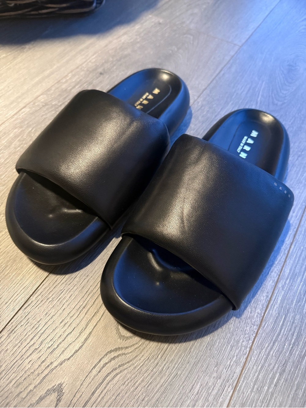 Marni Black Cushioned Slide Sandals